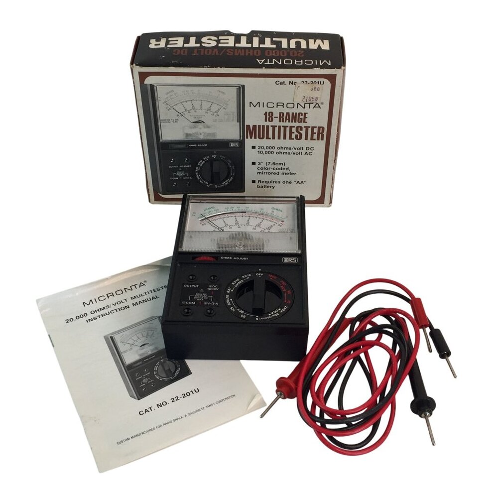 Vtg Radioshack Micronta 18-Range Multitester #22-201U Multi‎ Meter with Manual
